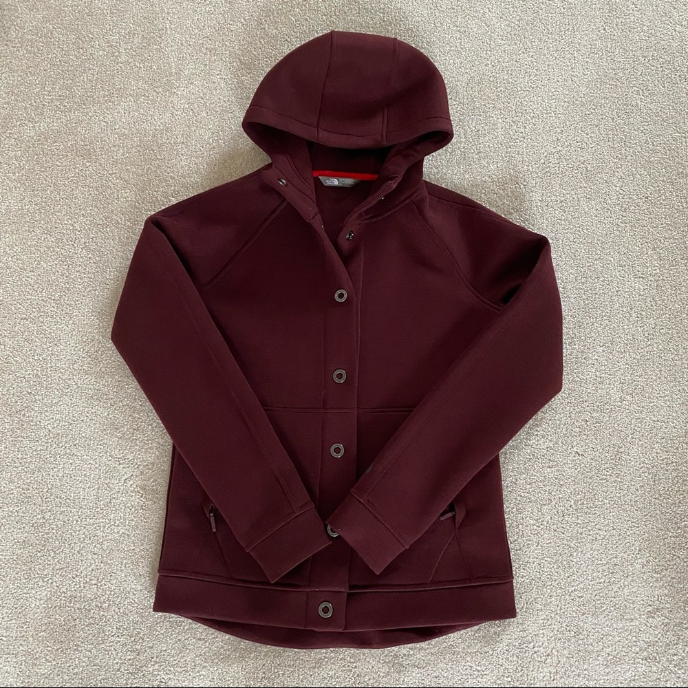 The North Face Snap Button Hoodie Jacket - Maroon